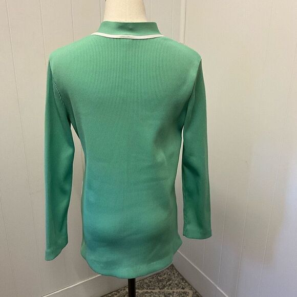 Vintage Women’s 12 Green Holiday Christmas Cardigan Sweater Granny USA - Picture 8 of 13